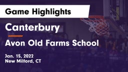 Canterbury  vs Avon Old Farms School Game Highlights - Jan. 15, 2022