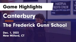 Canterbury  vs The Frederick Gunn School Game Highlights - Dec. 1, 2023
