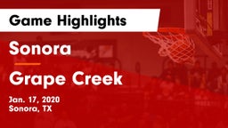 Sonora  vs Grape Creek  Game Highlights - Jan. 17, 2020