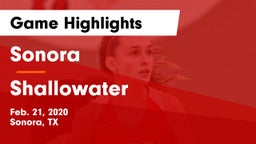 Sonora  vs Shallowater  Game Highlights - Feb. 21, 2020