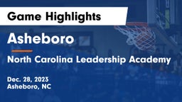 Asheboro  vs North Carolina Leadership Academy Game Highlights - Dec. 28, 2023