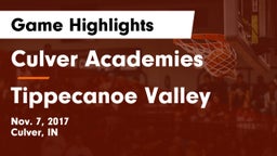 Culver Academies vs Tippecanoe Valley  Game Highlights - Nov. 7, 2017