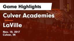 Culver Academies vs LaVille  Game Highlights - Nov. 18, 2017