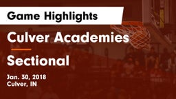 Culver Academies vs Sectional Game Highlights - Jan. 30, 2018
