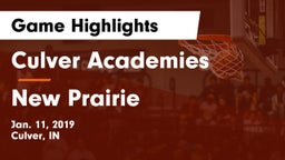 Culver Academies vs New Prairie  Game Highlights - Jan. 11, 2019