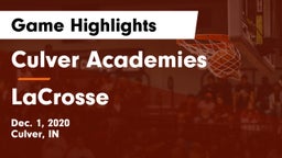 Culver Academies vs LaCrosse  Game Highlights - Dec. 1, 2020
