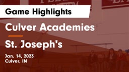 Culver Academies vs St. Joseph's  Game Highlights - Jan. 14, 2023