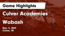 Culver Academies vs Wabash  Game Highlights - Nov. 3, 2023