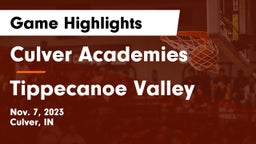 Culver Academies vs Tippecanoe Valley  Game Highlights - Nov. 7, 2023