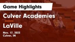Culver Academies vs LaVille Game Highlights - Nov. 17, 2023