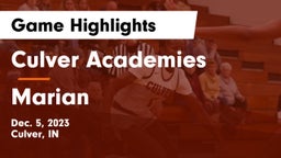 Culver Academies vs Marian  Game Highlights - Dec. 5, 2023
