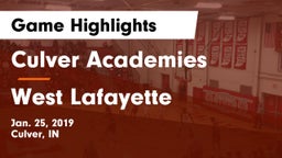 Culver Academies vs West Lafayette  Game Highlights - Jan. 25, 2019