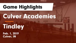Culver Academies vs Tindley  Game Highlights - Feb. 1, 2019