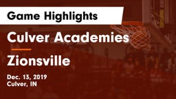 Culver Academies vs Zionsville  Game Highlights - Dec. 13, 2019
