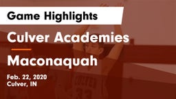 Culver Academies vs Maconaquah  Game Highlights - Feb. 22, 2020