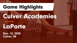 Culver Academies vs LaPorte  Game Highlights - Dec. 12, 2020