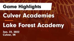 Culver Academies vs Lake Forest Academy  Game Highlights - Jan. 22, 2022