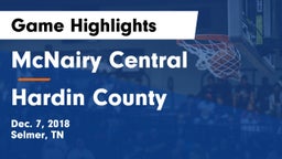 McNairy Central  vs Hardin County Game Highlights - Dec. 7, 2018