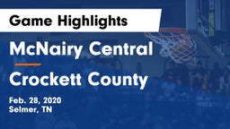 McNairy Central  vs Crockett County  Game Highlights - Feb. 28, 2020