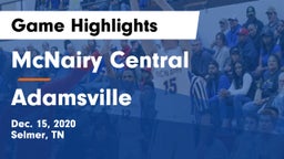 McNairy Central  vs Adamsville  Game Highlights - Dec. 15, 2020