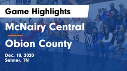 McNairy Central  vs Obion County  Game Highlights - Dec. 18, 2020