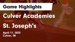 Culver Academies vs St. Joseph's  Game Highlights - April 11, 2022