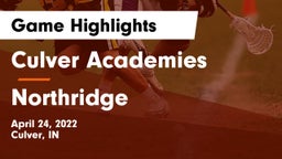 Culver Academies vs Northridge  Game Highlights - April 24, 2022
