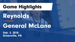 Reynolds  vs General McLane  Game Highlights - Feb. 3, 2018