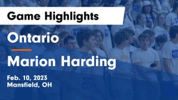 Ontario  vs Marion Harding  Game Highlights - Feb. 10, 2023