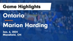 Ontario  vs Marion Harding  Game Highlights - Jan. 6, 2024