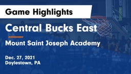 Central Bucks East  vs Mount Saint Joseph Academy Game Highlights - Dec. 27, 2021