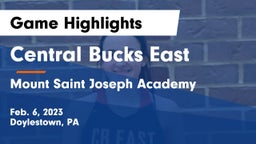 Central Bucks East  vs Mount Saint Joseph Academy Game Highlights - Feb. 6, 2023