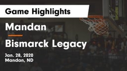 Mandan  vs Bismarck Legacy  Game Highlights - Jan. 28, 2020