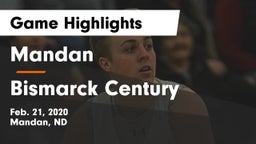 Mandan  vs Bismarck Century  Game Highlights - Feb. 21, 2020