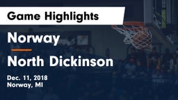 Norway  vs North Dickinson  Game Highlights - Dec. 11, 2018