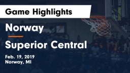Norway  vs Superior Central  Game Highlights - Feb. 19, 2019