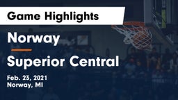 Norway  vs Superior Central  Game Highlights - Feb. 23, 2021