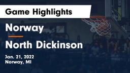 Norway  vs North Dickinson  Game Highlights - Jan. 21, 2022