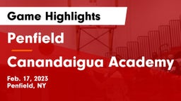 Penfield  vs Canandaigua Academy  Game Highlights - Feb. 17, 2023