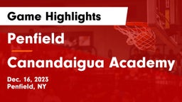 Penfield  vs Canandaigua Academy  Game Highlights - Dec. 16, 2023