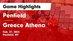 Penfield  vs Greece Athena  Game Highlights - Feb. 27, 2024
