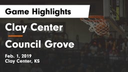 Clay Center  vs Council Grove  Game Highlights - Feb. 1, 2019