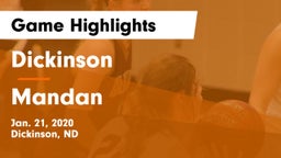 Dickinson  vs Mandan  Game Highlights - Jan. 21, 2020