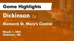 Dickinson  vs Bismarck St. Mary's Central  Game Highlights - March 1, 2024