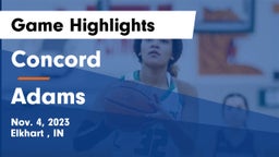Concord  vs Adams  Game Highlights - Nov. 4, 2023