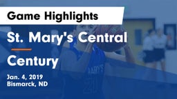 St. Mary's Central  vs Century  Game Highlights - Jan. 4, 2019