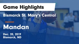 Bismarck St. Mary's Central  vs Mandan  Game Highlights - Dec. 20, 2019