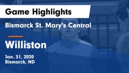 Bismarck St. Mary's Central  vs Williston  Game Highlights - Jan. 31, 2020