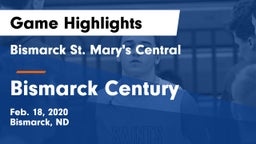 Bismarck St. Mary's Central  vs Bismarck Century  Game Highlights - Feb. 18, 2020