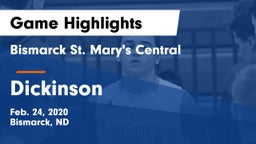Bismarck St. Mary's Central  vs Dickinson  Game Highlights - Feb. 24, 2020